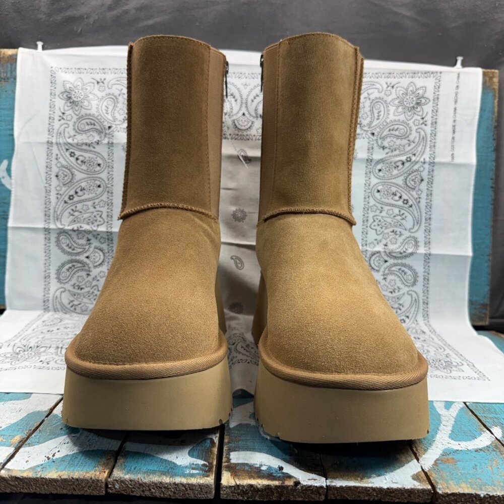 NEW UGG Classic Twin Seam New Heights Side ZIP Boot Chestnut 1158313 Womens 10 - Picture 4 of 8